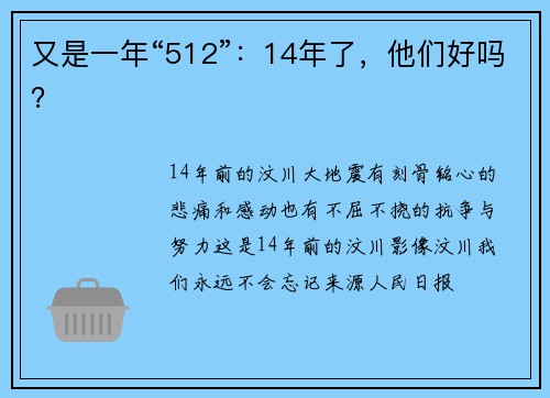 又是一年“512”：14年了，他们好吗？