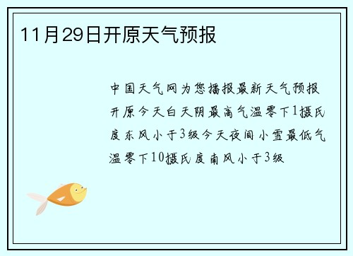 11月29日开原天气预报