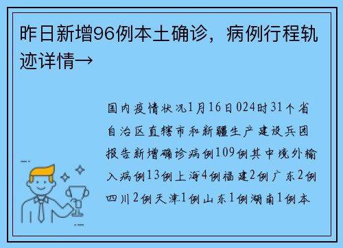 昨日新增96例本土确诊，病例行程轨迹详情→